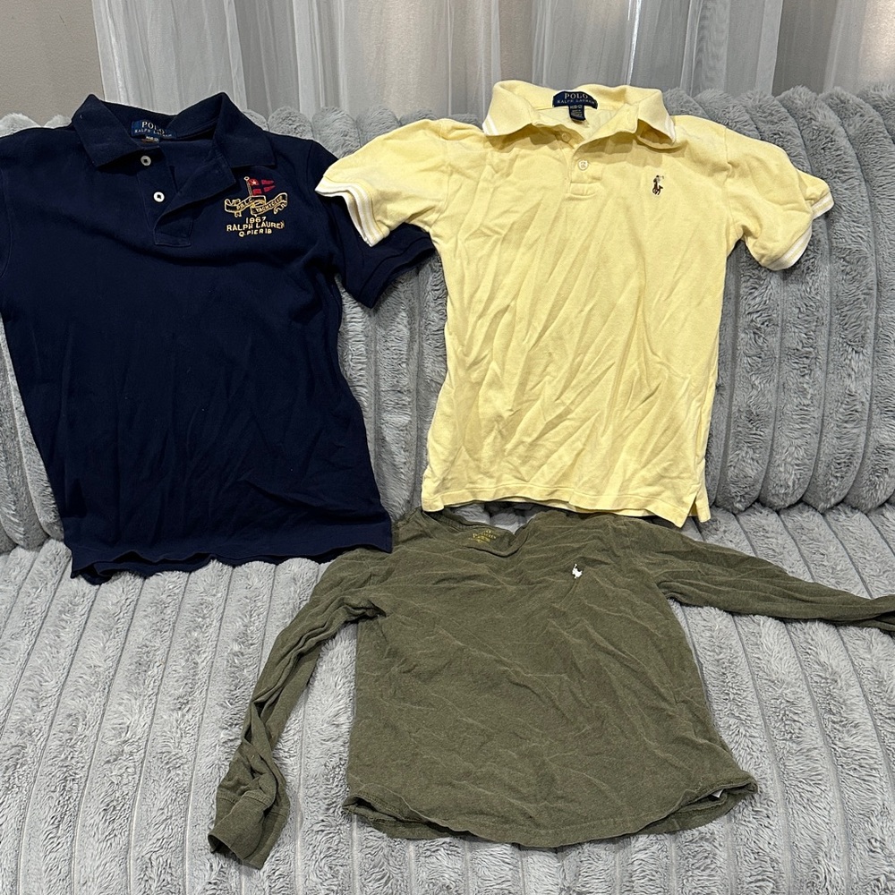 Ralph Lauren Boys Polo Trio - Navy, Yellow & Olive Green